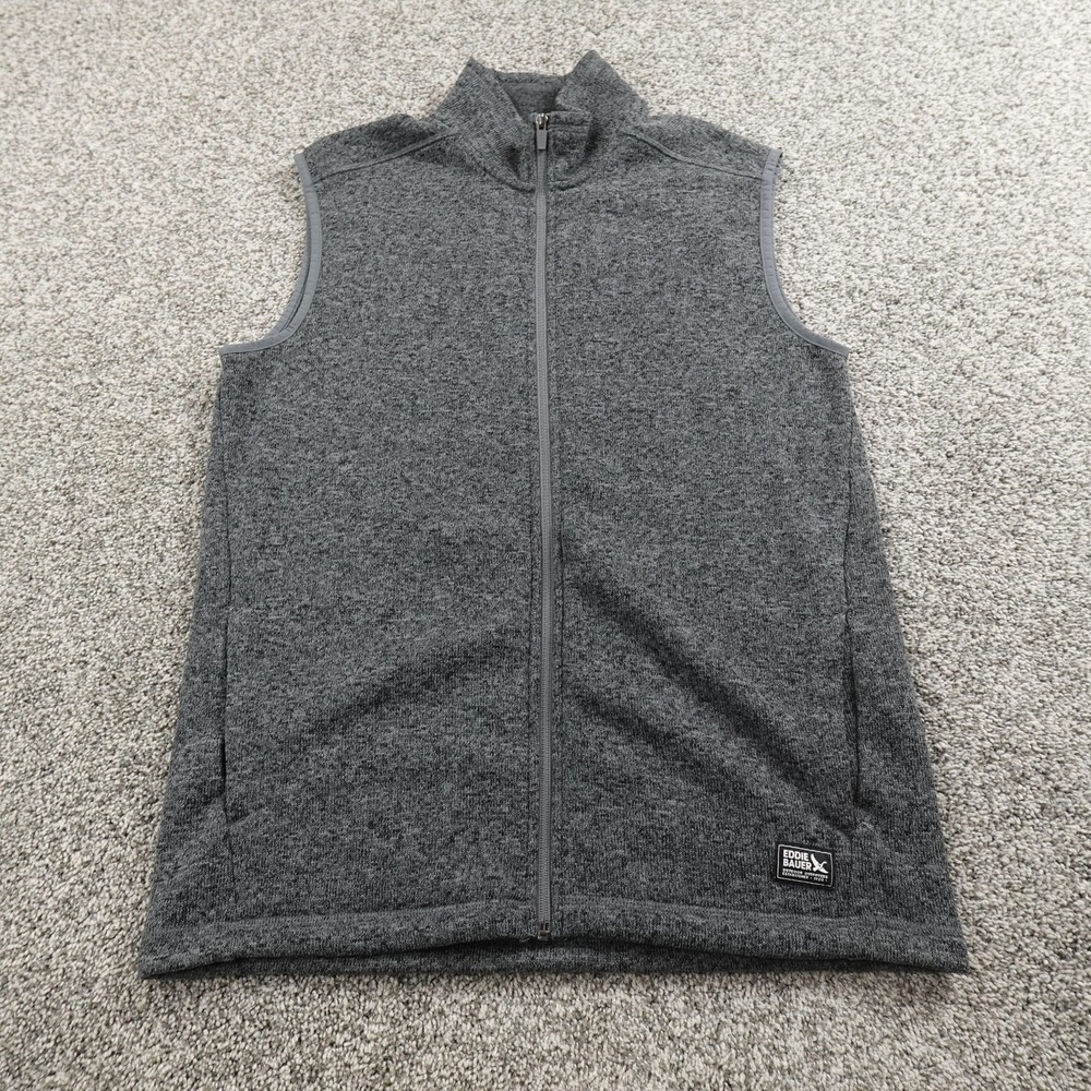 Eddie Bauer Vest Mens L Gray Fleece Full Zip Outdoor Hiking Casual Warm Trail - Picture 2 of 13
